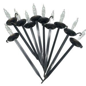 vintage Christmas candlestick light covers & stakes jsny set 10 plastic 15" READ